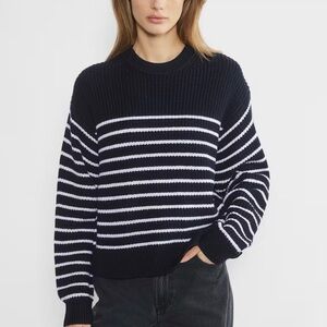Aritzia Wilfred Maria Sweater Merino Wool Striped Navy size Small